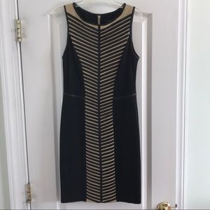 Sexy black & beige dress w/black leather accents!
